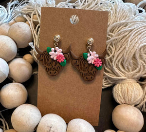 NEW LIMITED TIME Floral Highland Cow Earrings