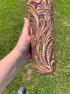 Leather Cow Stitched Tumbler!