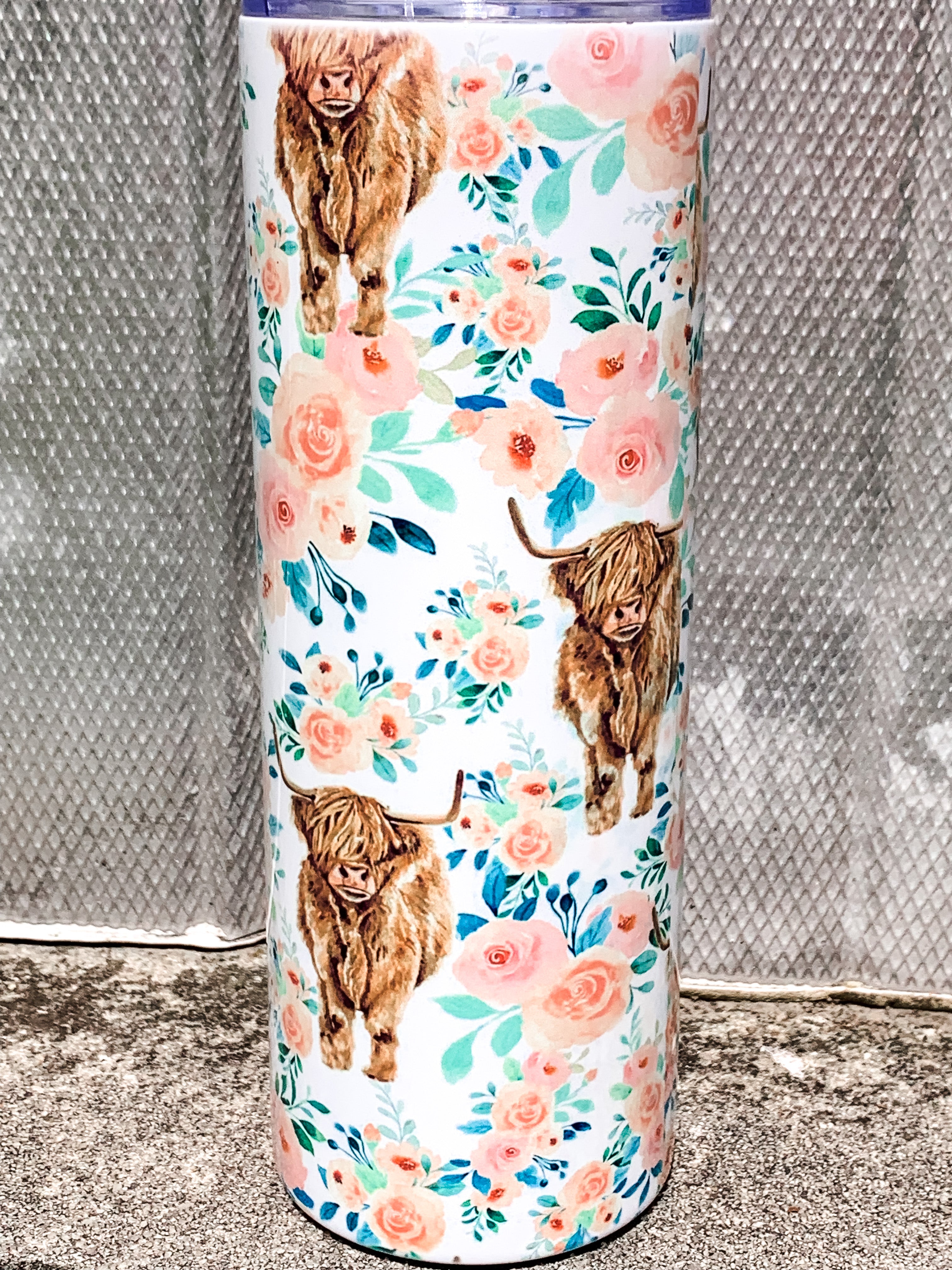 Mama Floral Highland Cow Tumbler