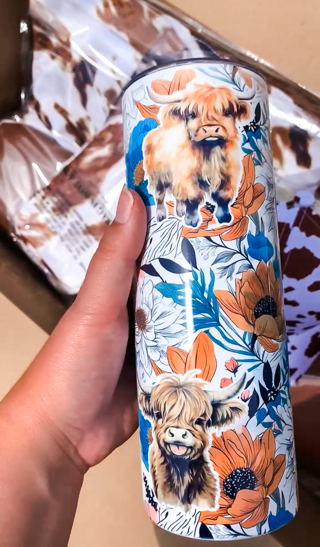 Highlands in the Orange and Blue Tumbler