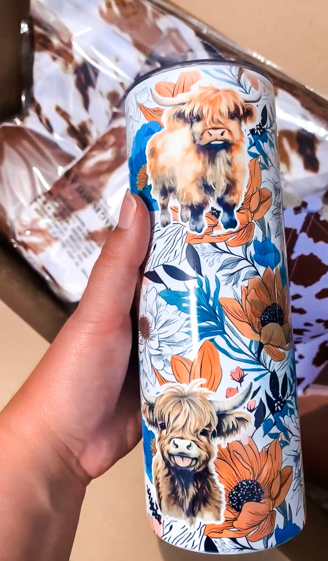 Highlands in the Orange and Blue Tumbler