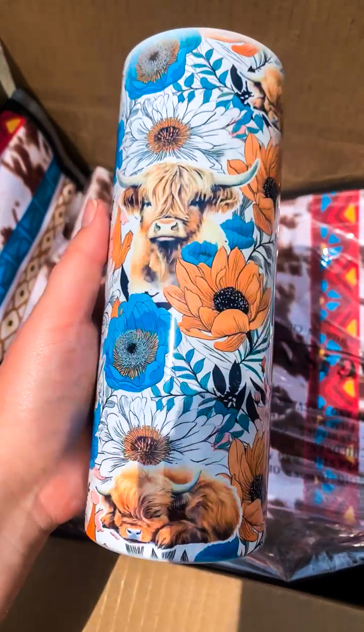 Highlands in the Orange and Blue Tumbler