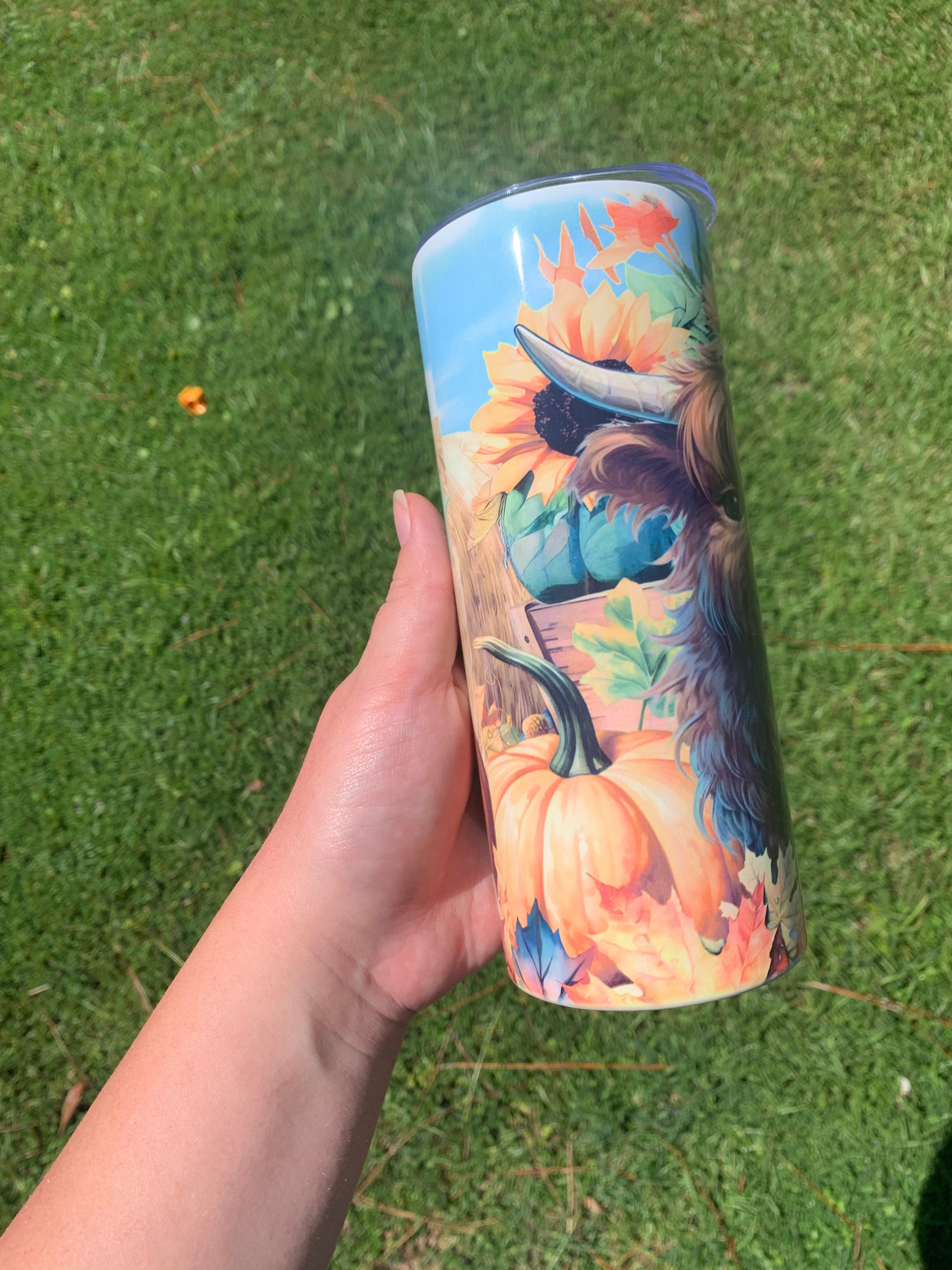Fall Highland Cow Pumpkin Tumbler
