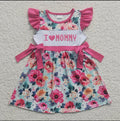 I love mommy stitched pink floral dress