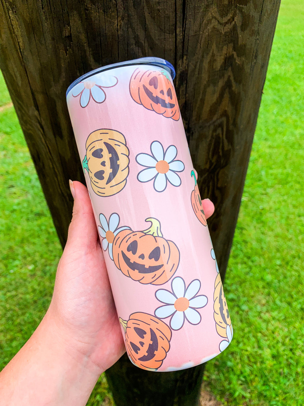 Pink Retro Halloween Tumbler