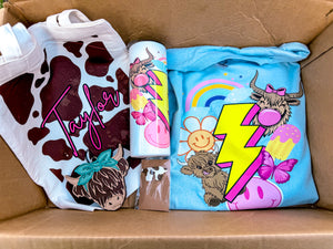 Personalized Retro Cow Summer Box
