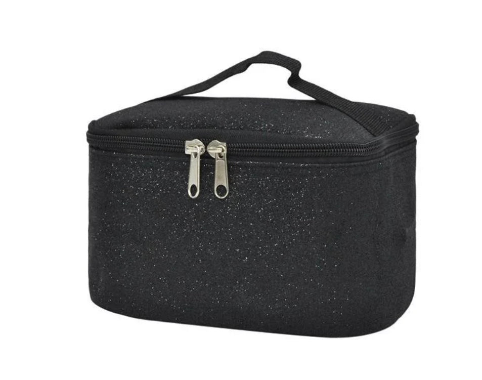 Black Glitter Cosmetic Bag