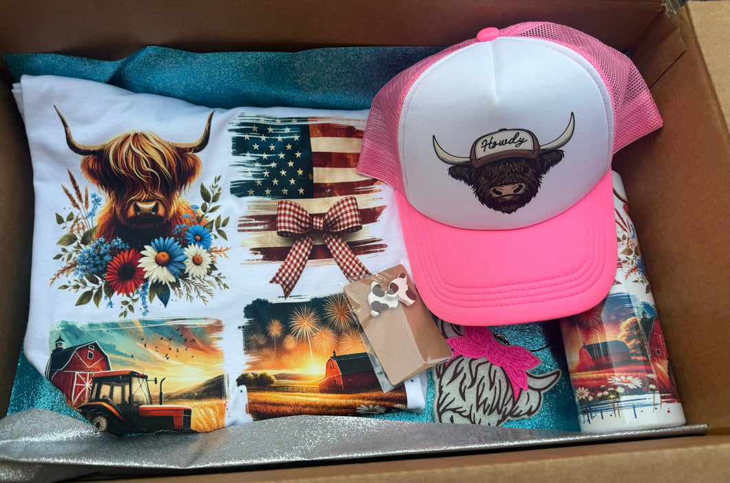 Memorial Day Highland Cow Box