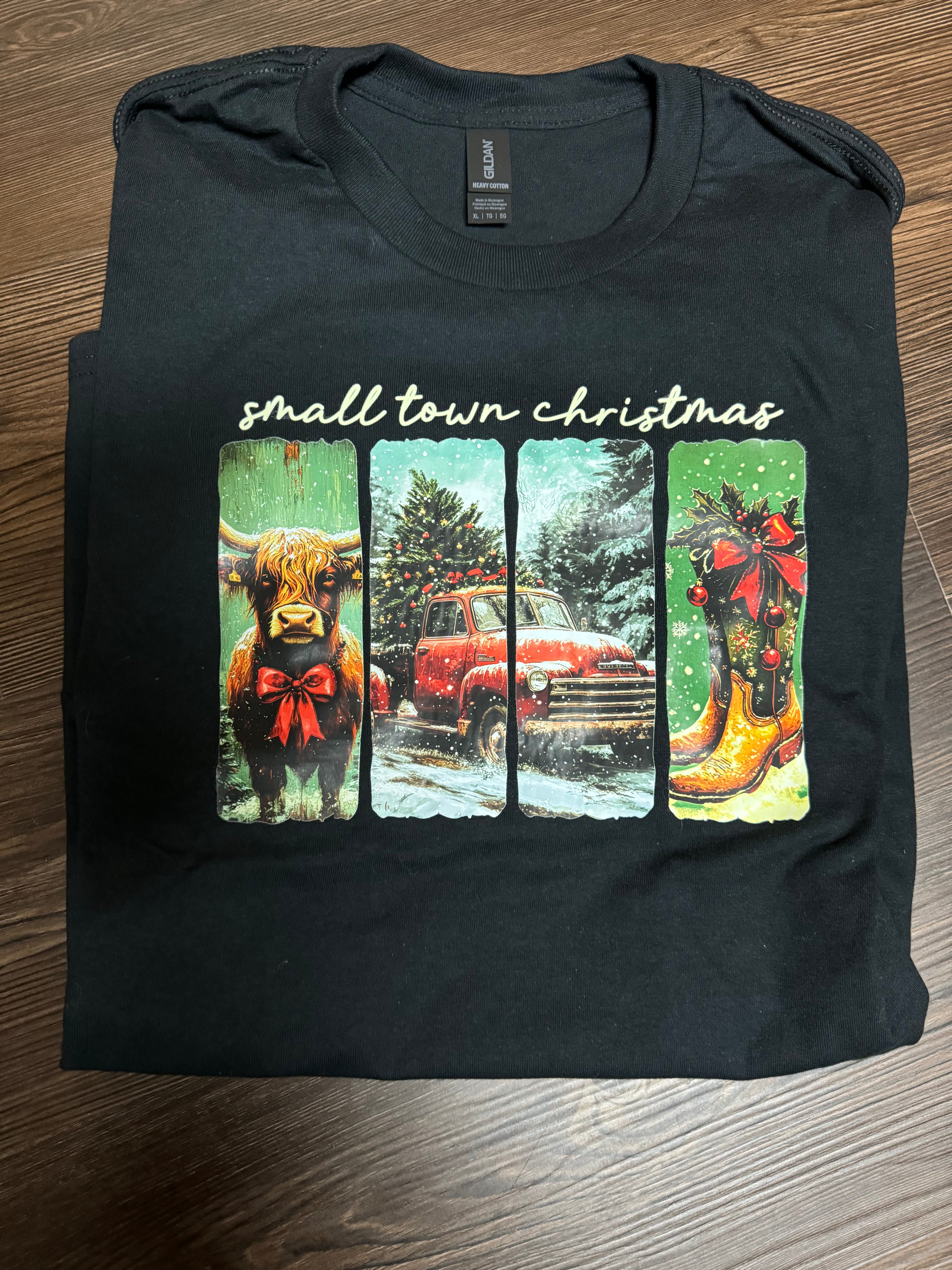 Small Town Christmas Shirt Black