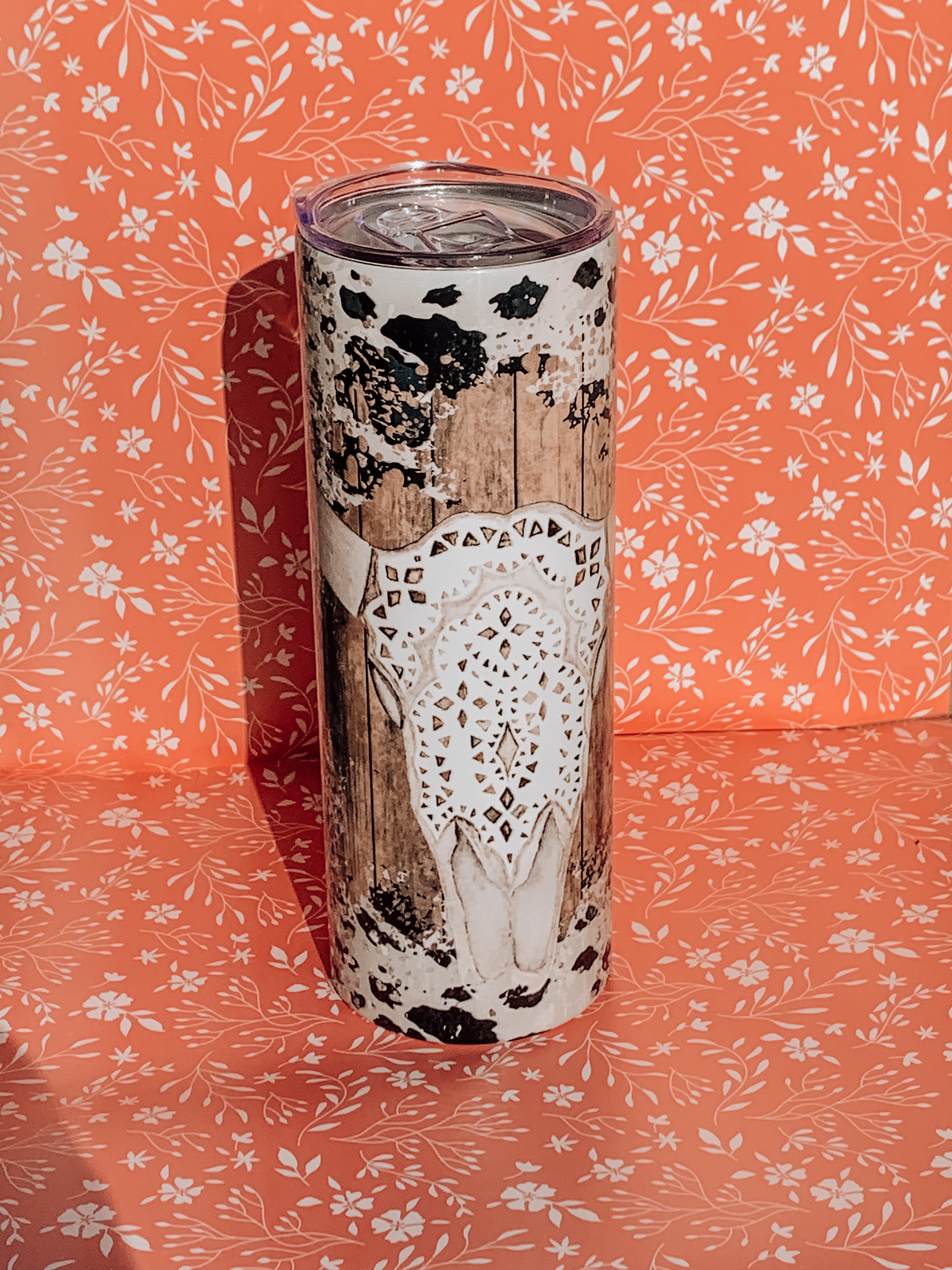 Skull Cowprint Tumbler