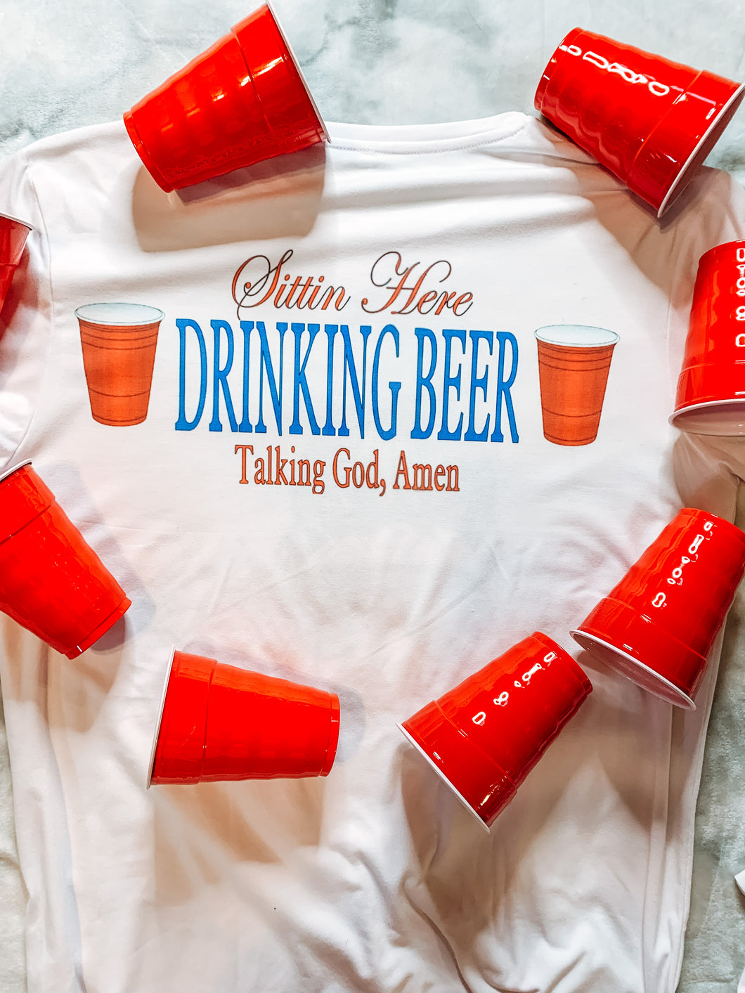 Drinking beer and talking God Amen