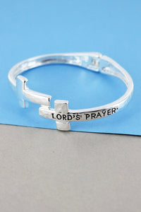 Silver Cross Hinged Lords Prayer Bracelet