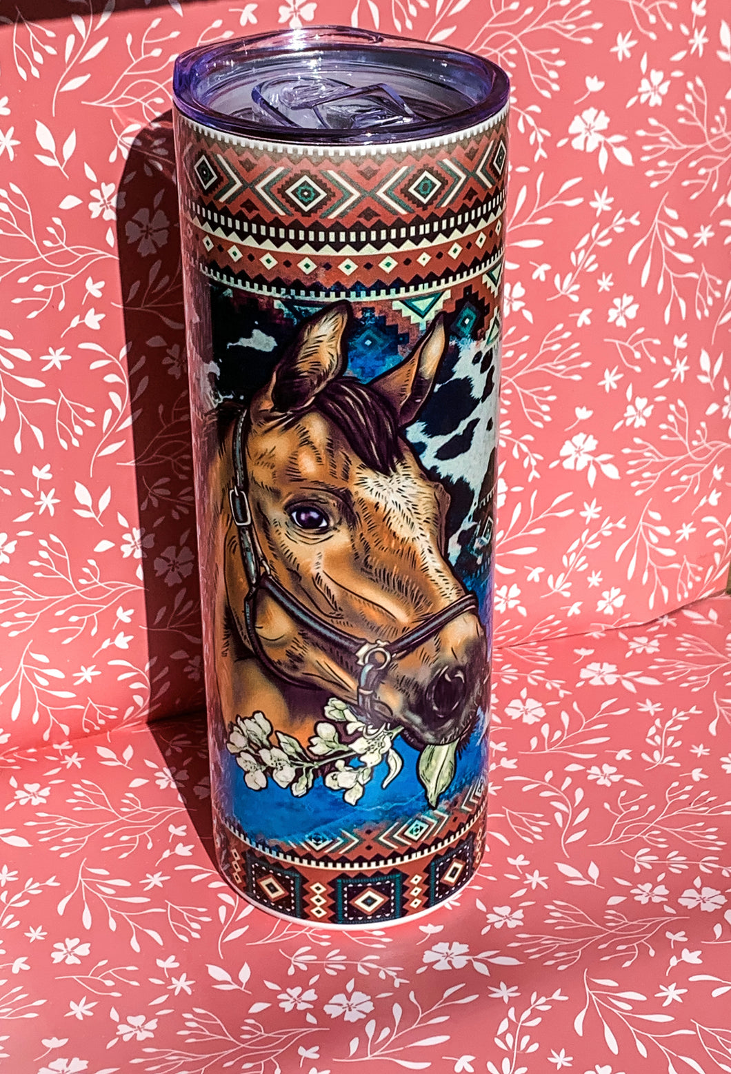 Horse and Cowprint Blue Tumbler
