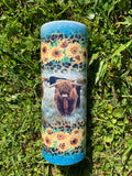Sunflower Field Highland Cow Tumbler