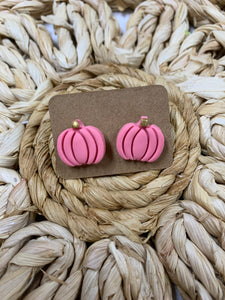 Pink Pumpkin Fall Earrings